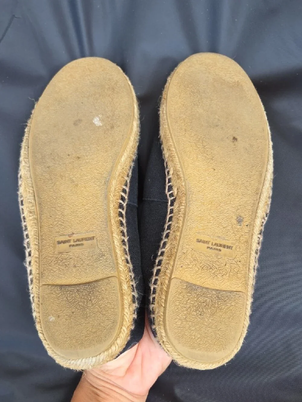 Saint Laurent Navy Canvas Espadrille Slip-Ons